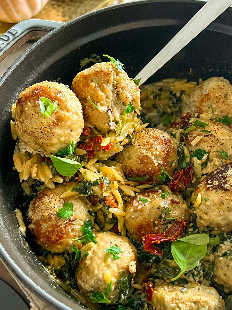 One-Pan Tuscan Chicken Meatballs: Flavorful Meals with Orzo & More
